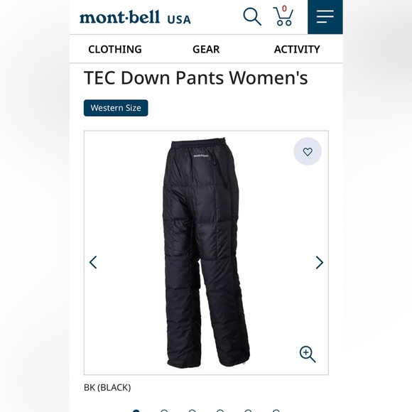 Woman’s Mont Bell Tec Down Pants - Picture 2 of 5